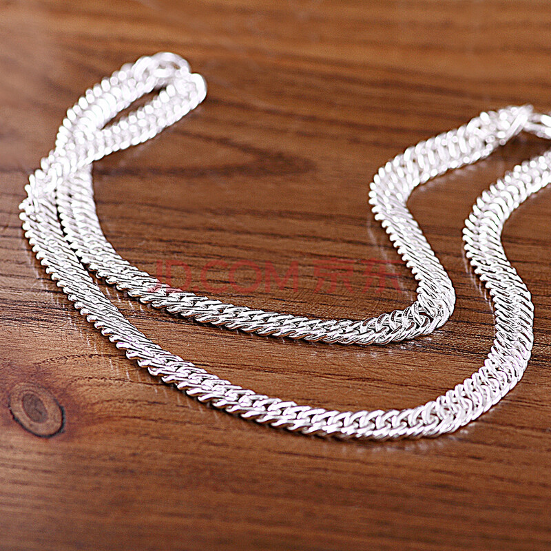 银项链男s999足银手工马鞭链情侣款长链子银饰品送男友生日礼物 马鞭