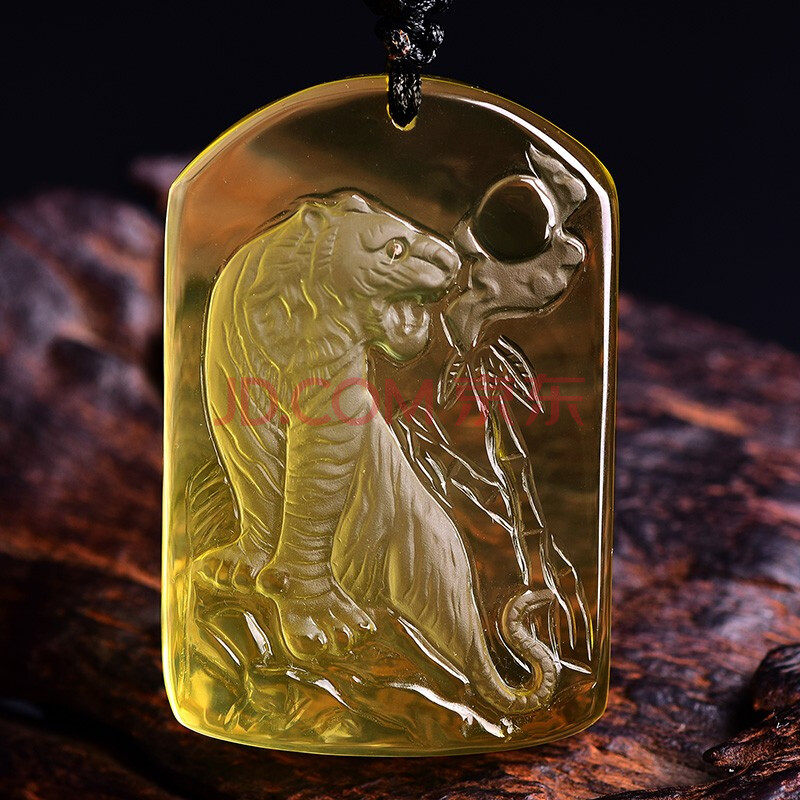 开光天然橘黄黄水晶虎牌吊坠护身符霸气款男款旺财运鸣虎纳贵吊坠p5