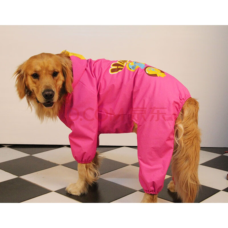 雨衣连帽金毛秋田哈士奇宠物雨衣中大型犬狗狗雨衣 四脚 防水 玫红色