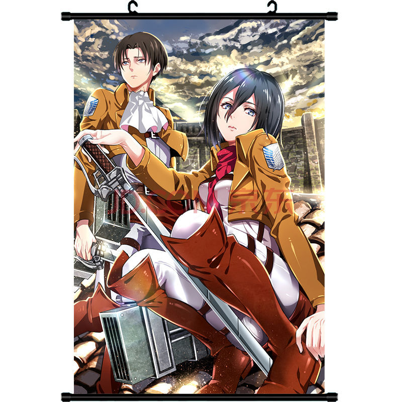 进击的巨人海报墙贴挂画 利威尔兵长艾伦/三笠 动漫周边挂画卷轴海报