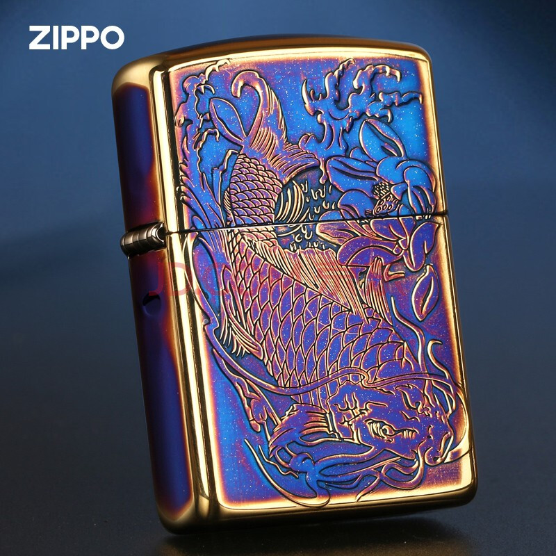 zippo打火机薰铜烧金五面雕刻富贵唐草 招财貔貅冰与火之歌莲年有鱼