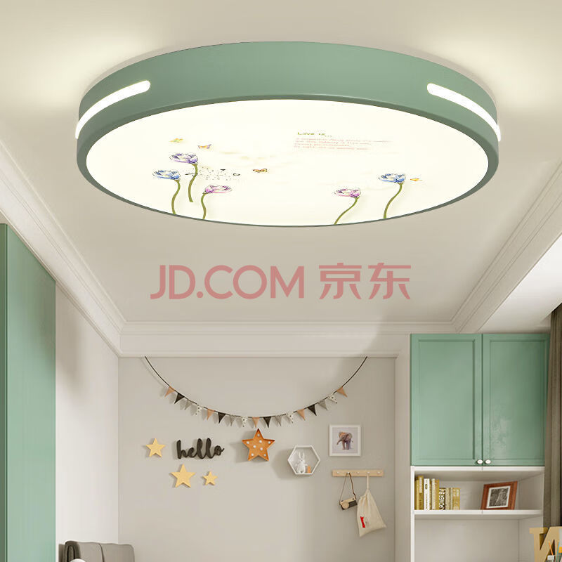 吸顶灯led客厅灯卧室家用温馨儿童灯卡通女孩男孩圆形房间灯具 绿色