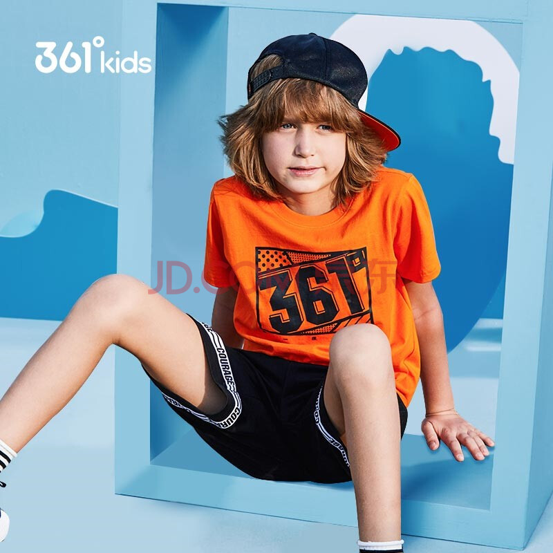 361° 361度童装 男童t恤儿童短袖 夏季轻肤透气休闲短袖上衣 n