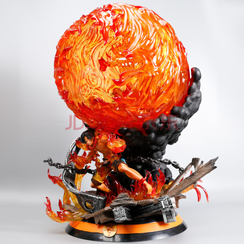 海贼王手办 gk大炎戒 炎帝 火球 艾斯 超巨大型56cm 发光 雕像 模型
