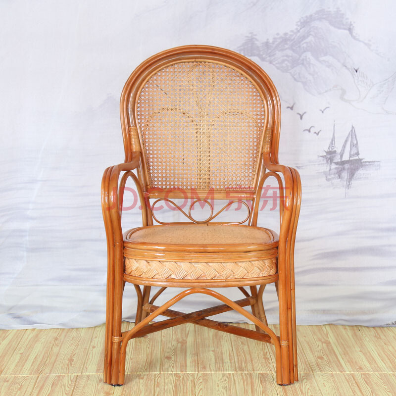 [coruscate] 老人藤椅单人靠背椅休闲阳台座椅茶楼麻将椅书桌办公藤编