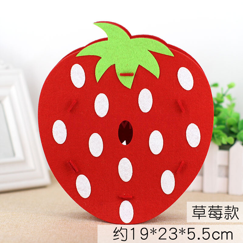 元宵节创意手工制作diy材料包无纺布手提花灯 不织布灯笼(草莓)送提杆