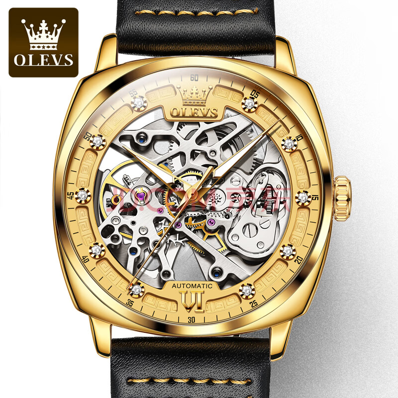 欧利时(olevs)手表男机械表全自动镂空夜光防水男士手表高档品牌男表
