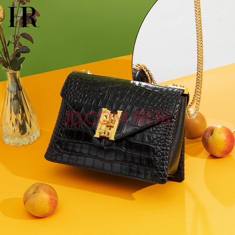 hr赫莲娜单肩包女小包头层牛皮鳄鱼纹奢侈品女包链条包女士斜挎包