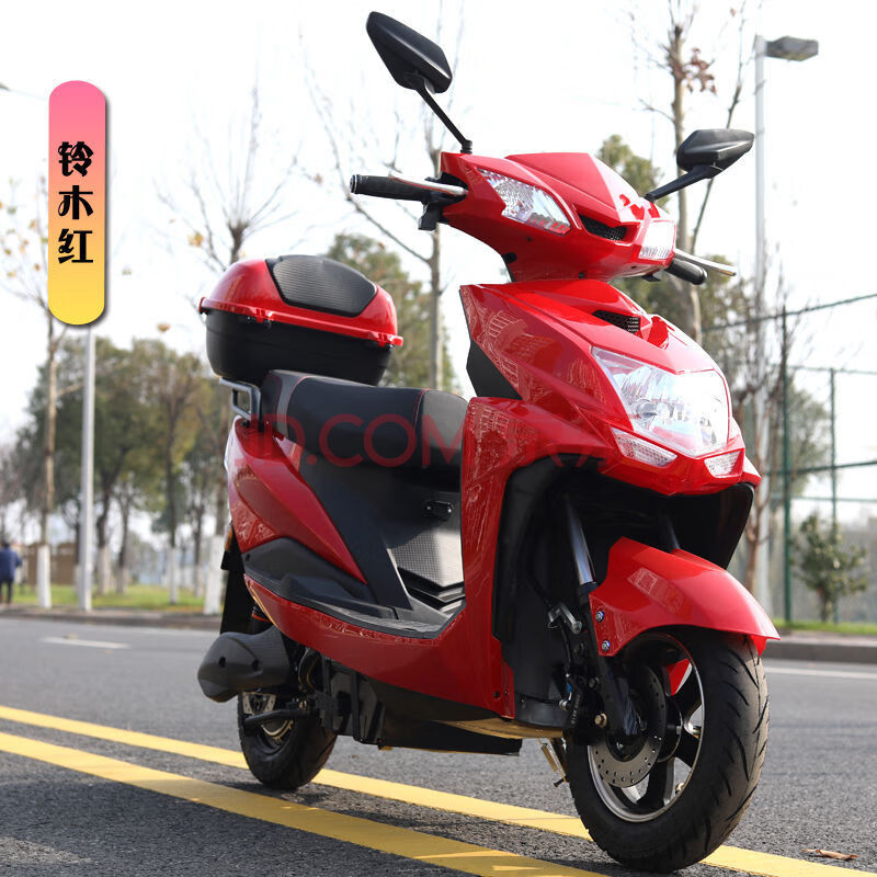 新款电动车电瓶车男女同款电动摩托车60v72v外卖踏板车 顶配版铃木红