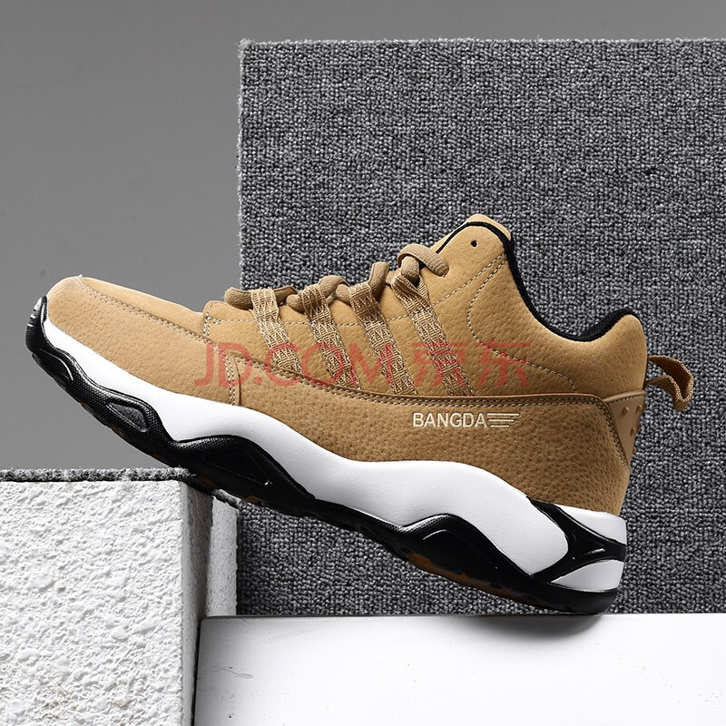 邦特男鞋牛筋软底鞋运动鞋男透气跑步鞋大网孔防臭鞋旅游鞋 627沙黄