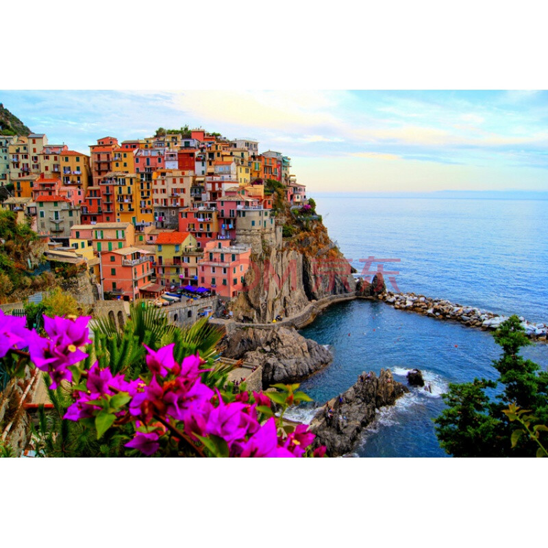 意大利五渔村椴木拼图1000片威尼斯水城儿童益智玩具礼物 五渔村春天