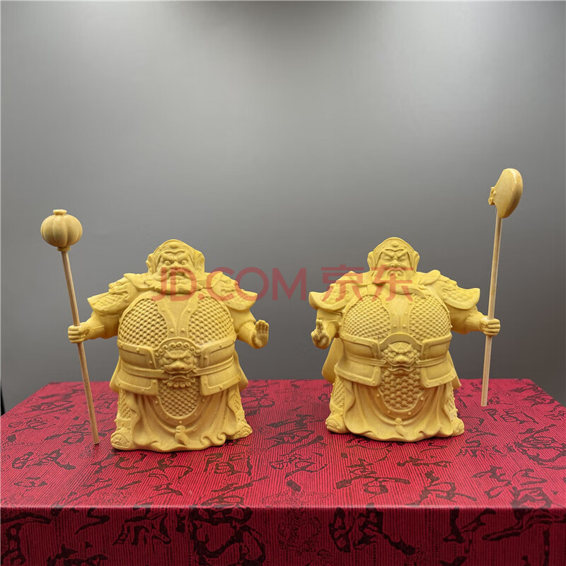 艺永轩 黄杨木雕门神摆件家居装饰品客厅门口玄关电视柜书房哼哈二将