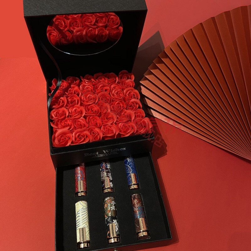 520情人节生日结婚礼物复古中国风雕花口红彩妆套盒送闺蜜 六色玫瑰