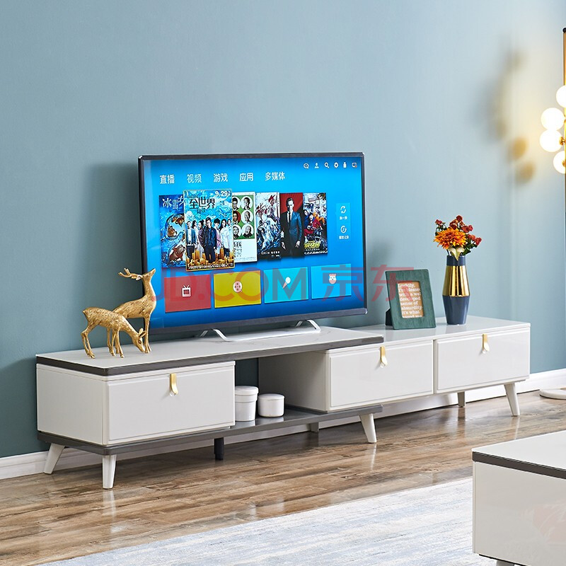 (门店同款)全友家居电视柜茶几组合现代轻奢电视机机柜钢化玻璃台面