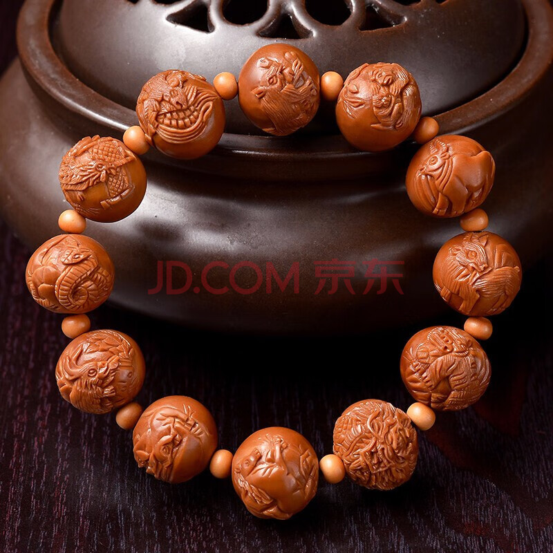 橄榄核手串 十二生肖近正圆 橄榄核雕手把件文玩手串男 南工大师徐华
