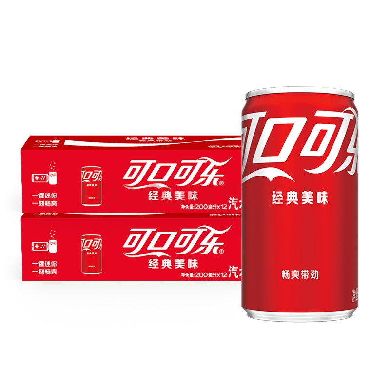 coca-cola 汽水 碳酸饮料 200ml*24罐 整箱装 迷你摩登罐 小可乐