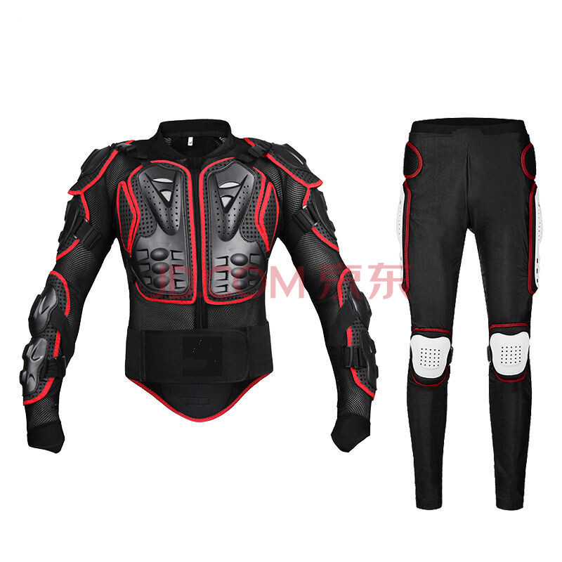 越野护甲衣服套装骑行赛车防摔衣防摔服护具盔甲摩托服 黑红套装 3xl