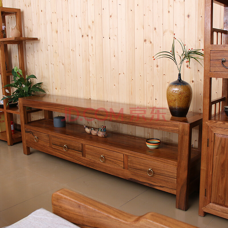 柜榫卯工艺 原木视听柜超窄款加高现代中式实木电视机柜简约客厅大