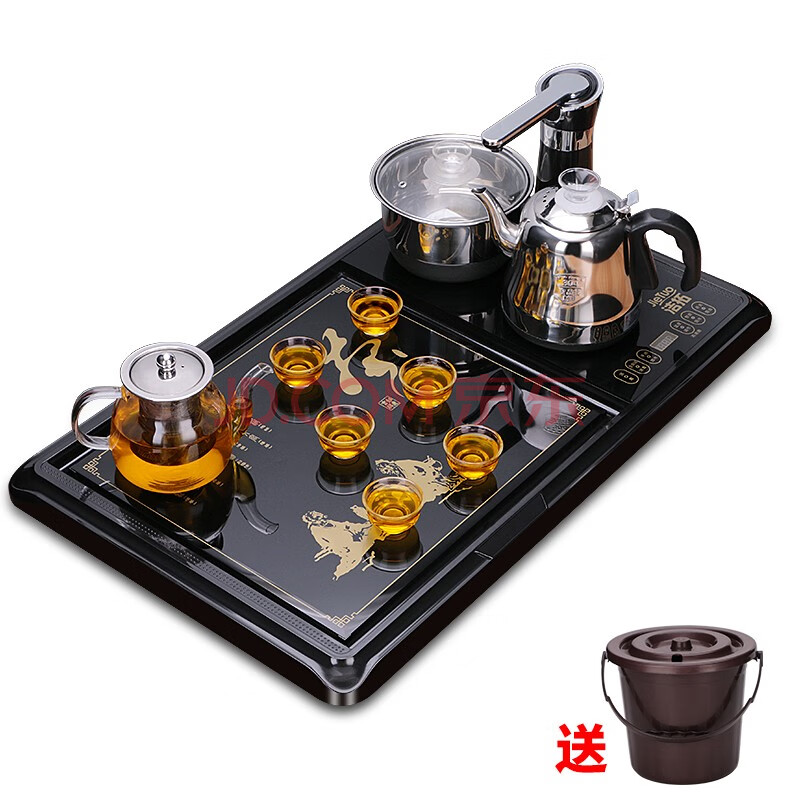 潔拓(jietuo)整套茶具全自動上水電熱水壺喝茶功夫茶具套裝自動旋轉