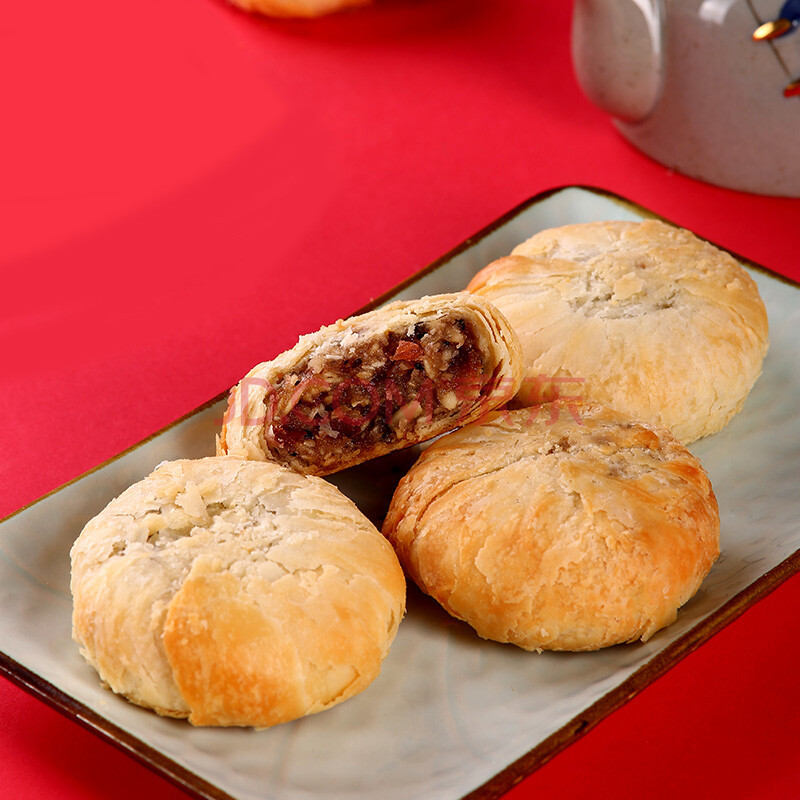 五仁豆沙馅酥皮老式散装白皮上海中秋稻花香 苏式豆沙月饼310g(5块)