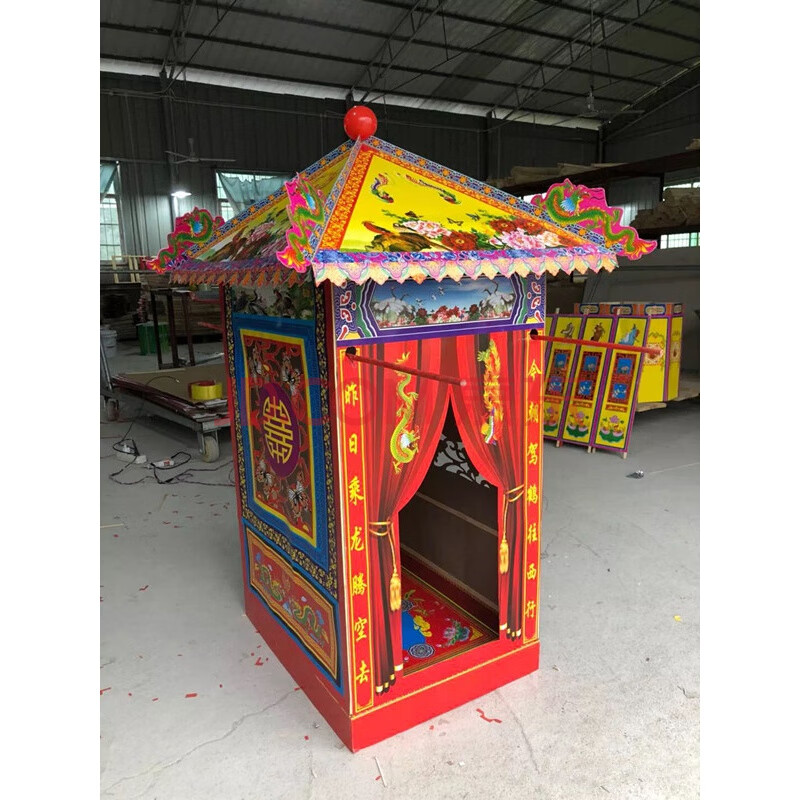 祭祀用品别墅 丧葬祭祀用品速装折叠式竹架轿子白事花轿别墅灵房纸扎