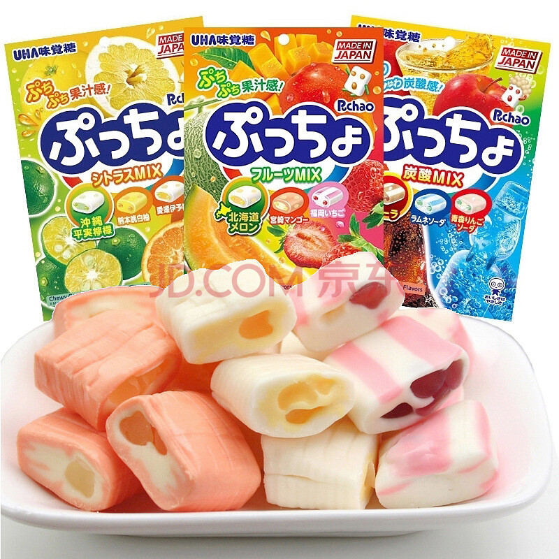 日本进口零食uha悠哈普超软糖水果果汁夹心糖果喜糖年货条装袋装