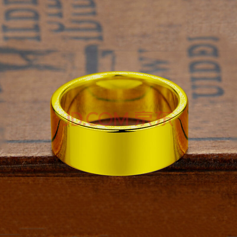 宝创黄金戒指男999足金亮面光圈宽面大气霸气指环老板戒送爸爸男友