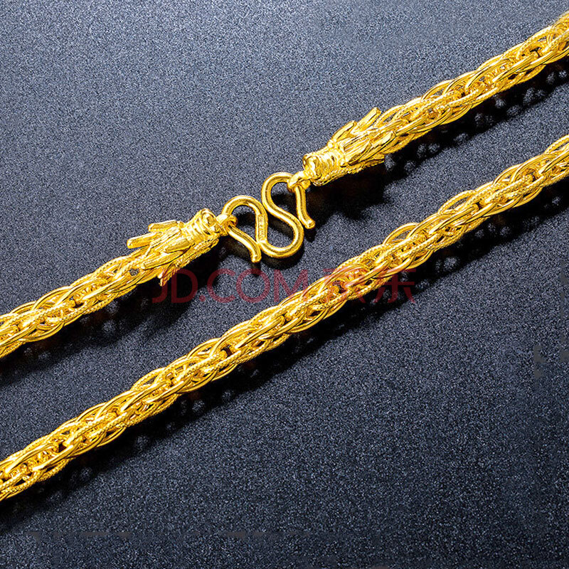 黄金项链男 足金9999霸气龙头项链 实心加粗龙须项链 大克数金链子