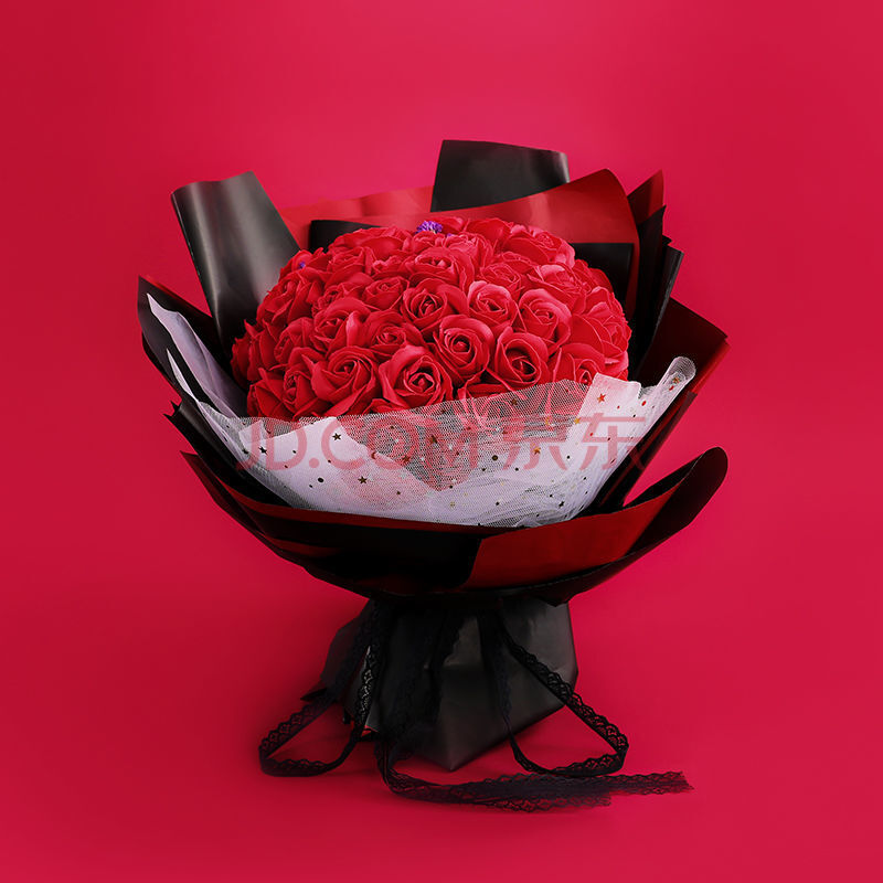 情人节生日礼物女生送女友纪念日浪漫告白玫瑰花花束永生花 66朵玫瑰