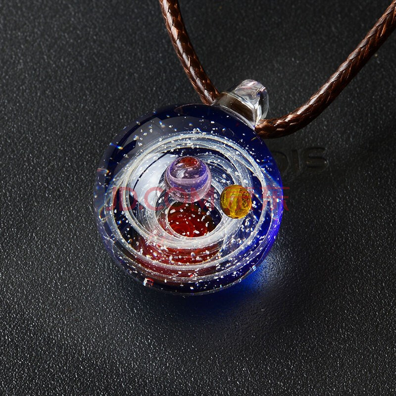 生情侣创意七夕情人节新年生日礼物 【吊坠】蓝红底银沙繁星款纸盒装