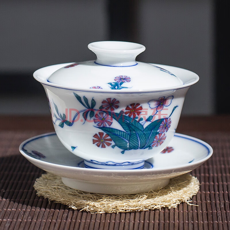 手绘 釉下五彩薄胎小盖碗 熊汉彬 景德镇陶瓷 茶道家用茶具茶碗