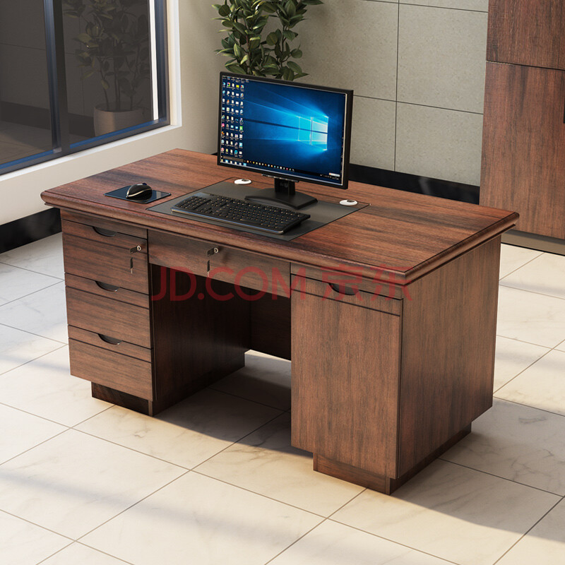 4米桌椅组合家用带抽屉写字台式电脑书桌 金宜轩 加厚办公桌 抽屉款