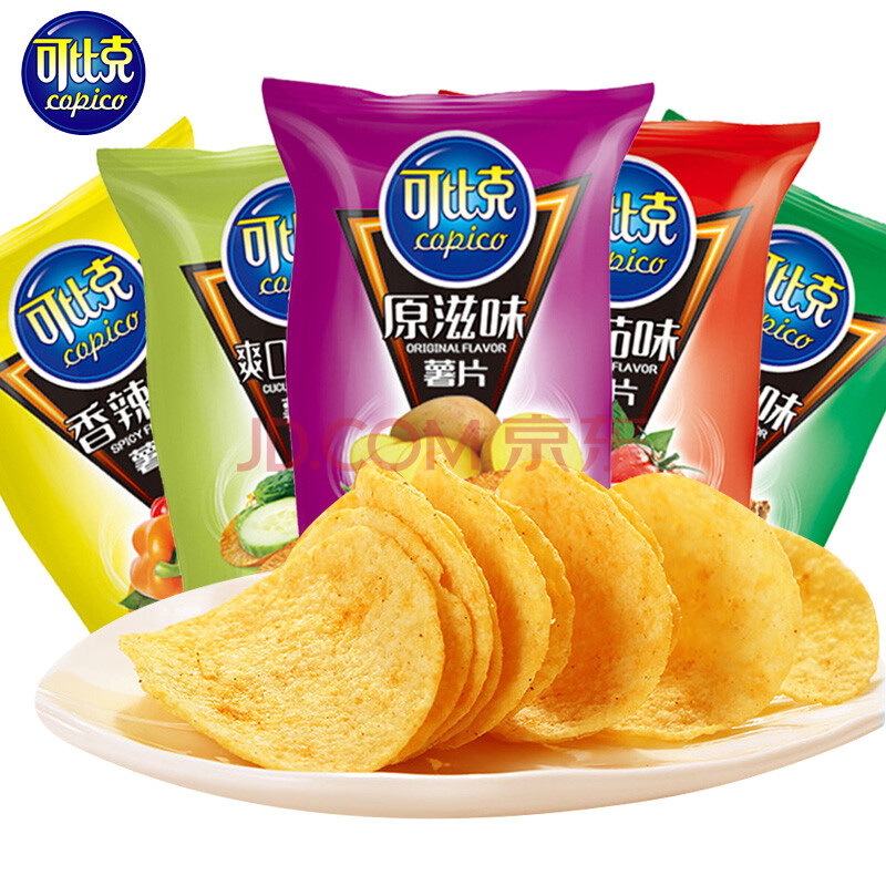可比克 薯片60g袋装 休闲零食 香脆膨化薯片食品小吃多种口味 (烧烤味