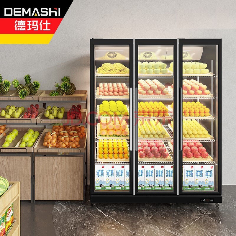 德玛仕(demashi)网红水果保鲜柜商用 三门水果捞展示柜立式冷藏超市
