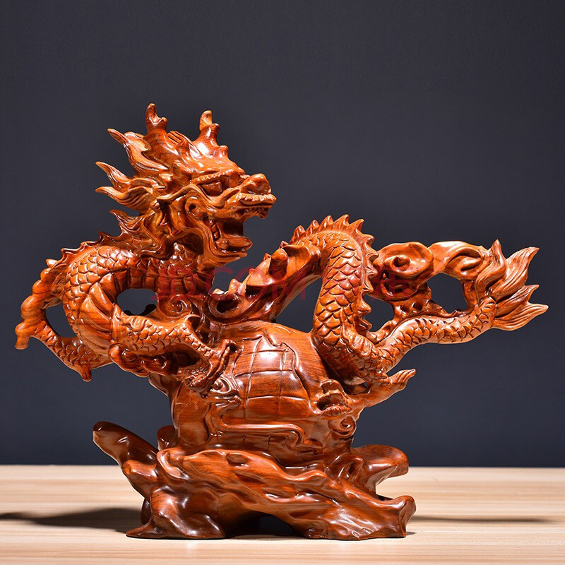 艺永轩 花梨木雕龙摆件工艺品 实木盛世祥龙风水十二生肖龙家居客厅