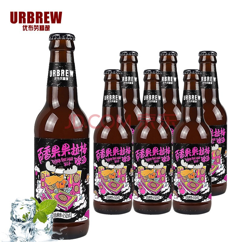 优布劳(urbrew) 百香果拉格啤酒 果味精酿啤酒 ≥2.5度果啤 330ml*6瓶