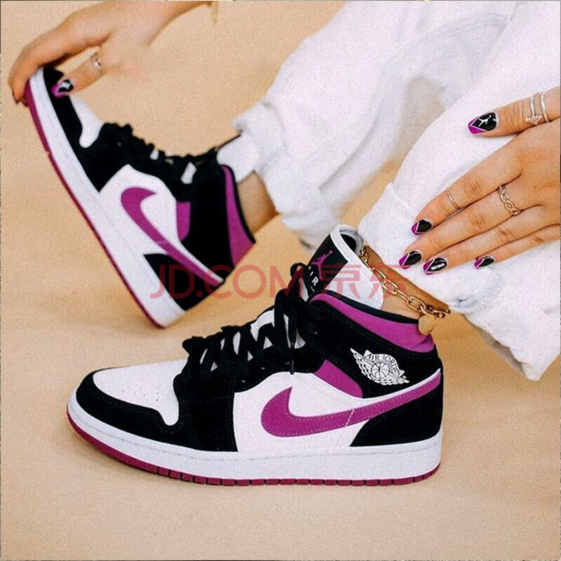 1 mid aj1中帮冬季透气轻便运动休闲篮球鞋 bq6472-005 /黑紫葡萄 35