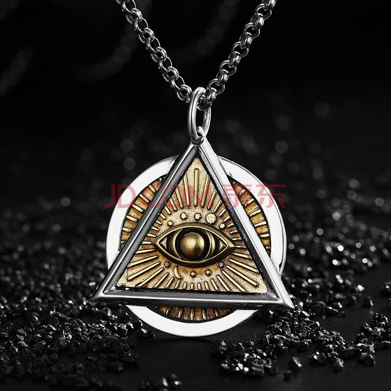 上帝之眼项链 男士项链嘻哈男吊坠时尚潮流锁骨链个性抖音网红同款