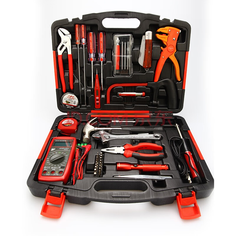 力易得电子电讯工具箱套装34件套多功能家用电工维修组