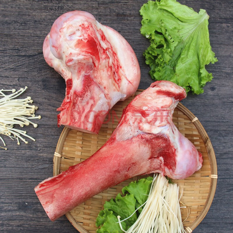 羊家旺 新鲜牛骨大骨头切块牛棒骨1kg 宁夏黄牛牛骨髓 煲汤食材
