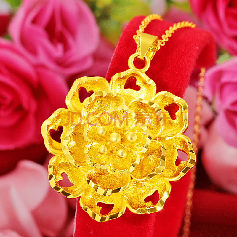 览日鸟越南沙金牡丹花项链饰品日韩时尚女款花朵吊坠