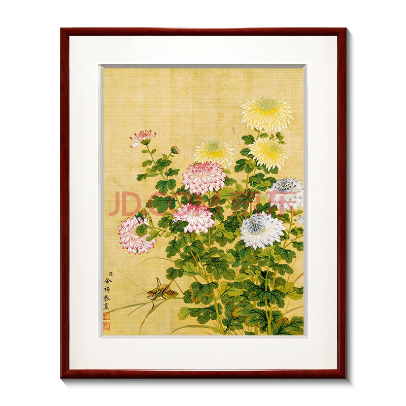 新中式装饰画客厅壁画卧室墙画现代餐厅墙面挂画有框画花鸟图 菊花 40