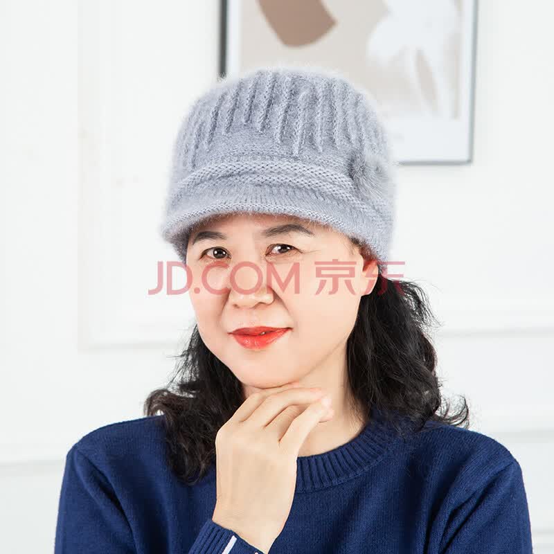 恒源祥针织帽老人帽子女冬新款百搭时尚妈妈帽中老年加厚加绒毛线帽