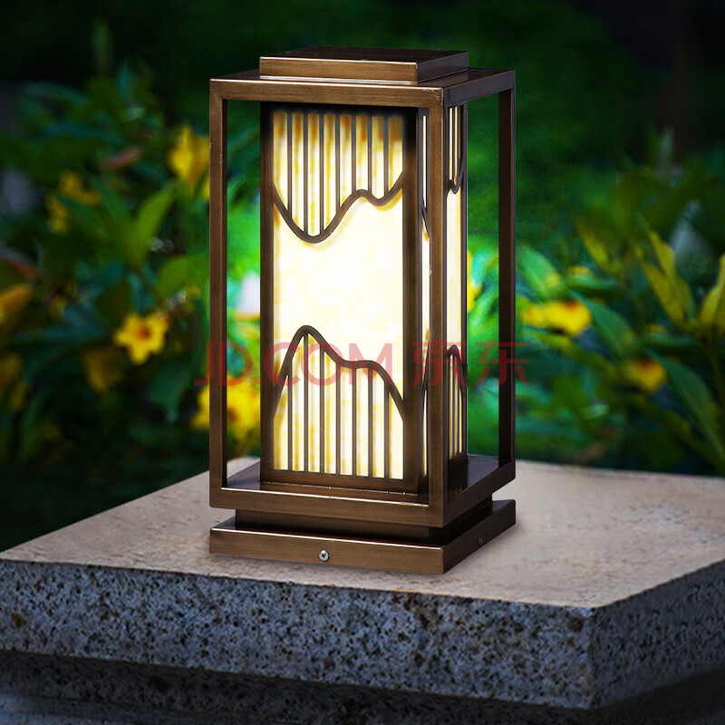 亿路通明新中式柱头灯户外草坪灯别墅园林景观灯庭院大门灯云石围墙