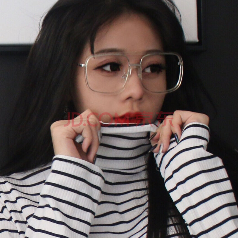 春秋黑白条纹高领t恤男韩版超宽松斑马线衣服内搭秋衣情侣打底衫 高领