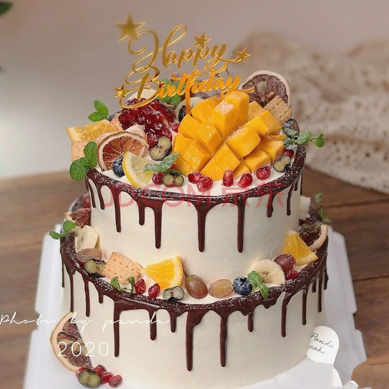 京集 双层芒果生日蛋糕同城配送预定8 6寸儿童送爸妈祝寿新鲜水果蛋糕