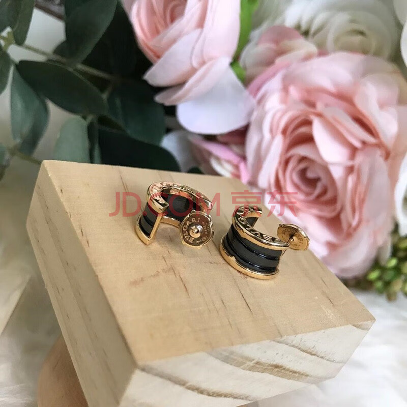 【二手95新】宝格丽(bvlgari)b.zero1系列18k玫瑰金黑陶瓷弹簧耳环