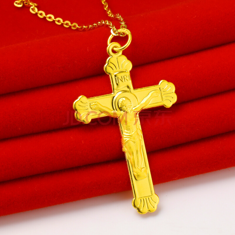 老凤 祥同款黄金项链吊坠子女款999足金耶稣基督金十字架送妈妈款生日