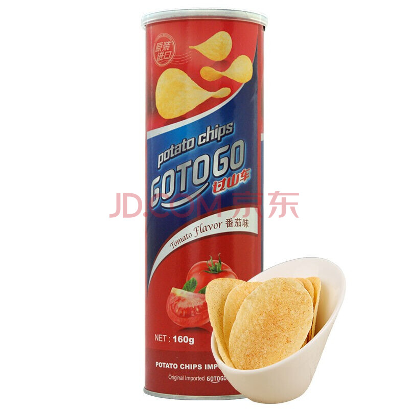 过山车(gotogo) 薯片 160g 膨化食品 原味/烧烤/番茄/芥末味 番茄味
