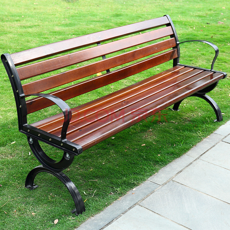 【现货产品】户外公园休闲椅小区园林实木靠背长椅子原防腐木铸铝制